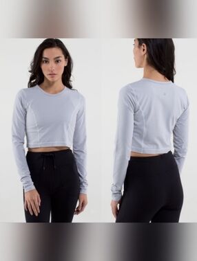 Lululemon Cozy Crop Top Wee Stripe Size 4 White/Gray Stripe
